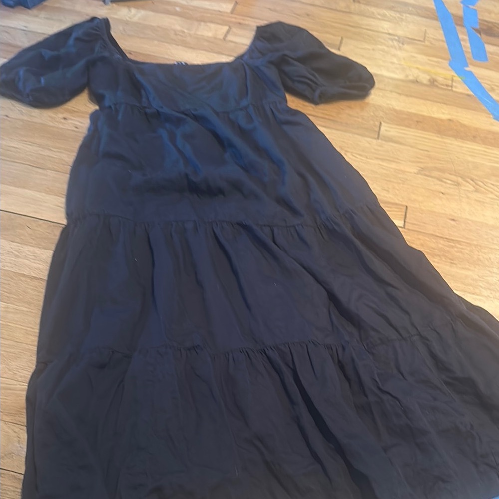 GAP Black Casual Cotton Puff Sleeve Sundress Size Medium